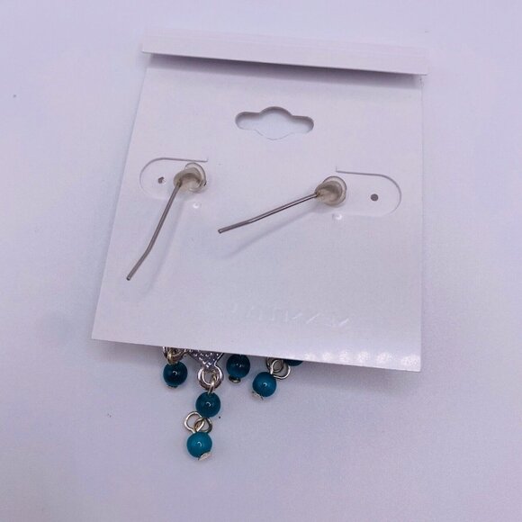 Croft & Barrow Green Silvertone Dangle Hook Earrings New - Picture 3 of 3